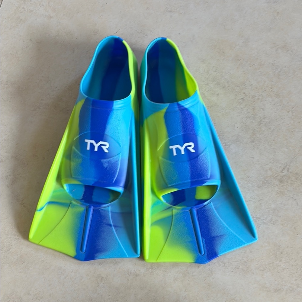 TYR Water Shoes Blue and Yellow with Flexible Design and Open Back